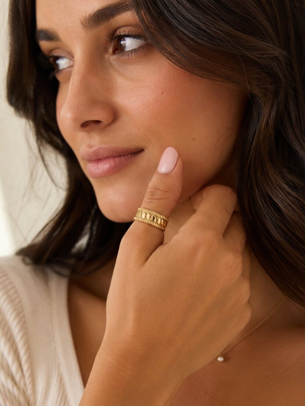 14k Yellow Gold Leaf Engraved Thumb Ring, Size 9 Nature Inspired Gold Thumb Band
